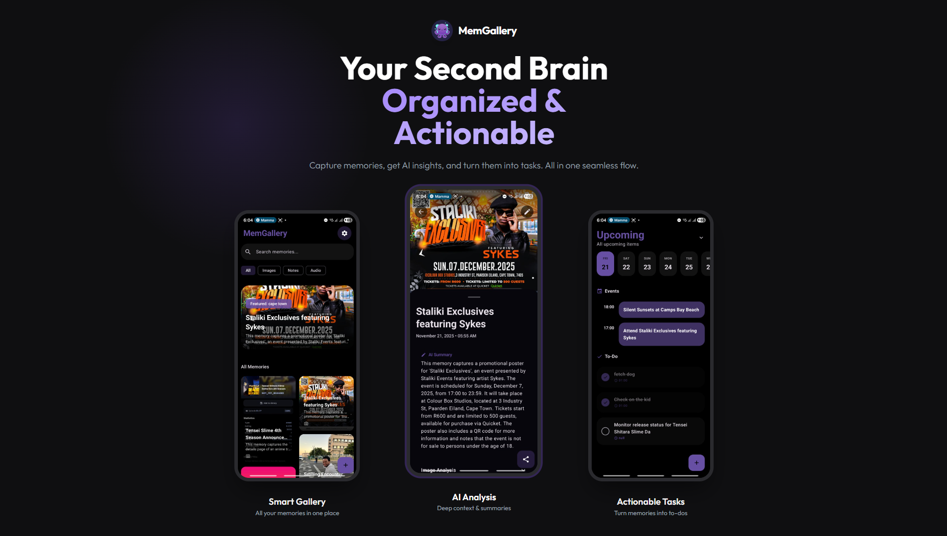 MemGallery UI - Organize & Actionable